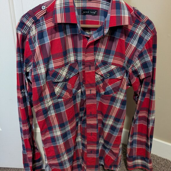 Mens Jared Lang Casual Cotton Plaid Checked Shirt - Picture 1 of 3